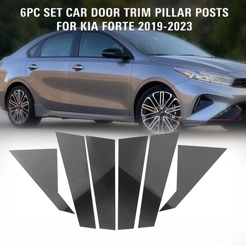 Three T Car Auto Side Door Window Pillar Posts Cover Trim for KIA Forte 2019 2020 2021 2022 2023 Sedan - Image 2